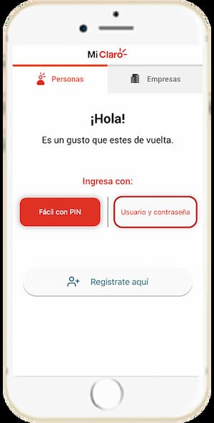 Pantalla de Bienvenida APP Mi Claro