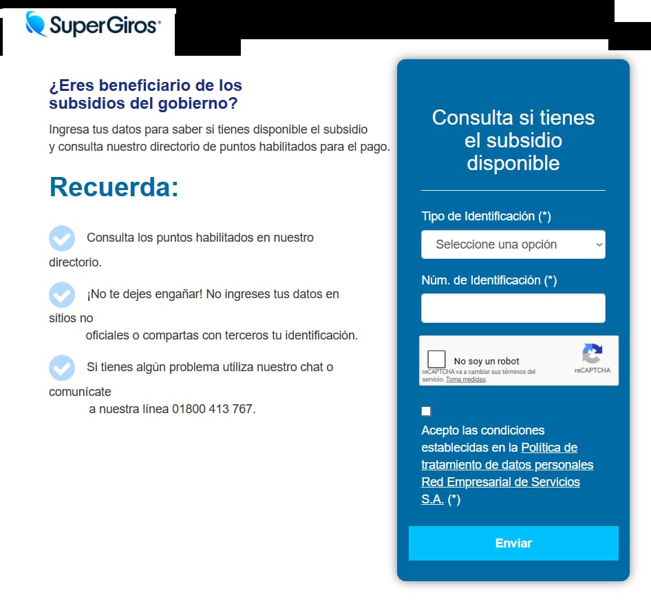 Como saber si tengo el subsidio disponible Supergiros